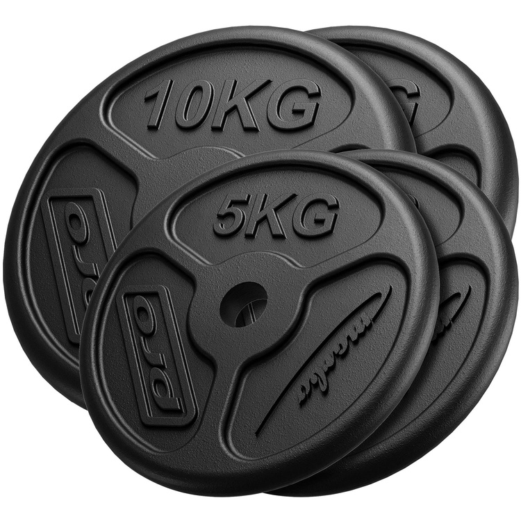 Cast iron weight plates slim set 30 kg / 2 x 10 kg + 2 x 5 kg Marbo Sport 2 x 5 kg, 2 x 10 kg