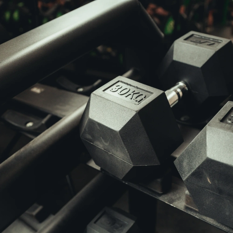 Rubber-coated HEX cast-iron dumbbell 30 kg - UpForm