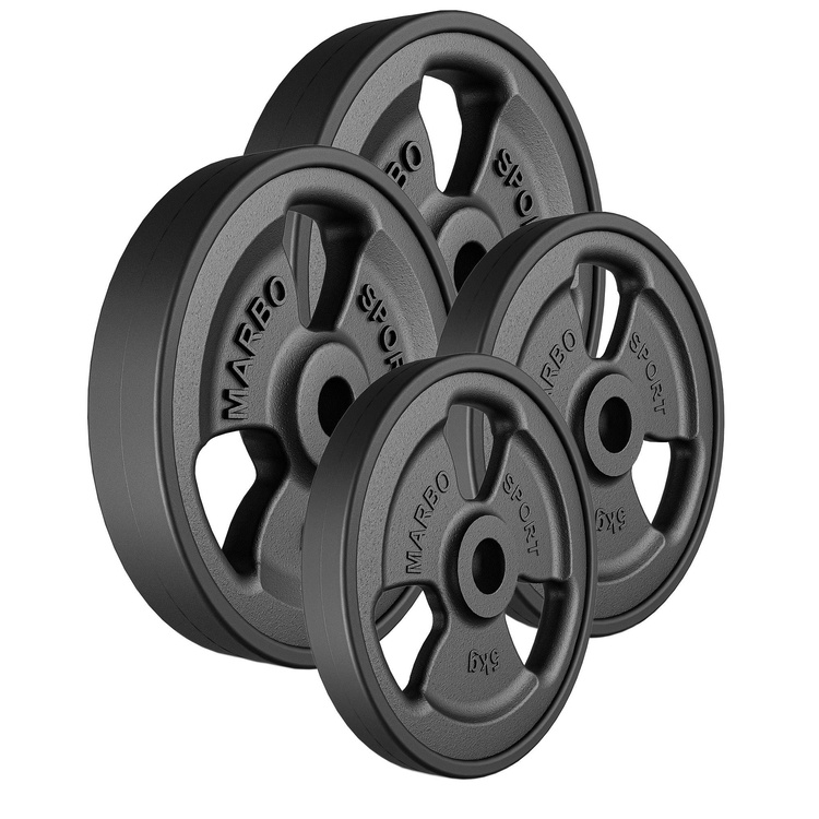 Tri-Grip rubberized cast iron weight plates set 30 kg / 2 x 10 kg + 2 x 5 kg - Marbo Sport
