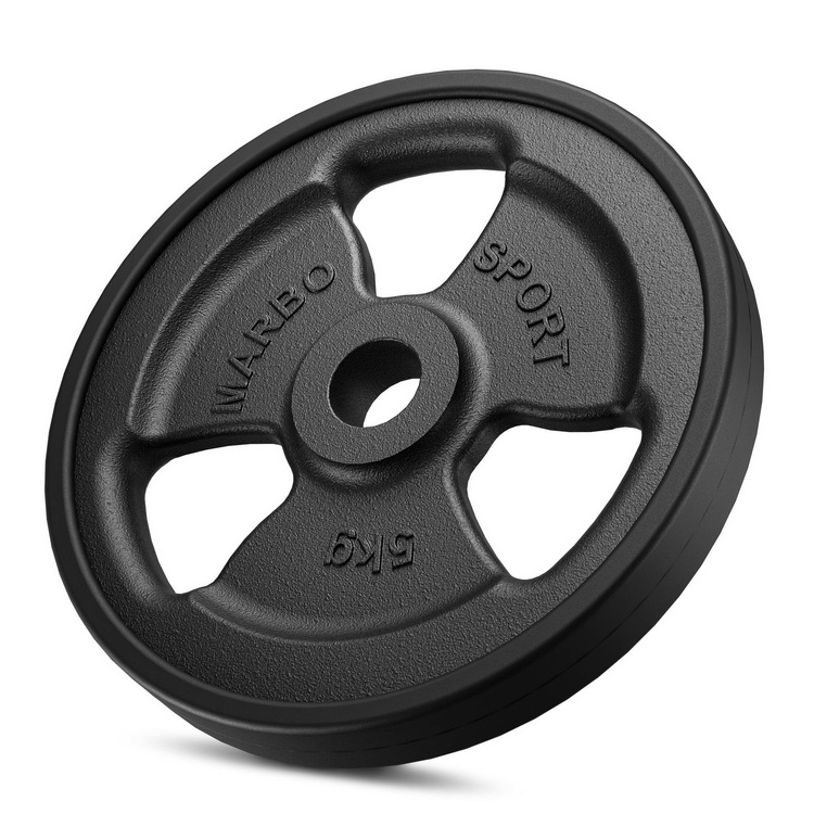 Tri-Grip rubberized cast iron weight plates set 29 kg / 4 x 5 kg + 2 x 2.5 kg + 4 x 1 kg - Marbo Sport