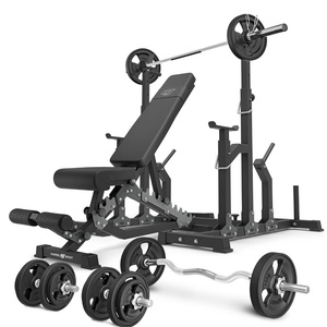 Set MS2_2.0_83KG_G | double-sided bench + adjustable stands + bar and weight plates rubberized set 83 kg - Marbo Sport