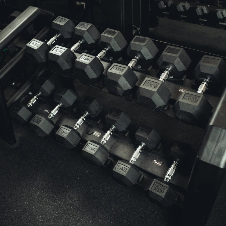 Rubber-coated HEX cast-iron dumbbell 27,5 kg - UpForm