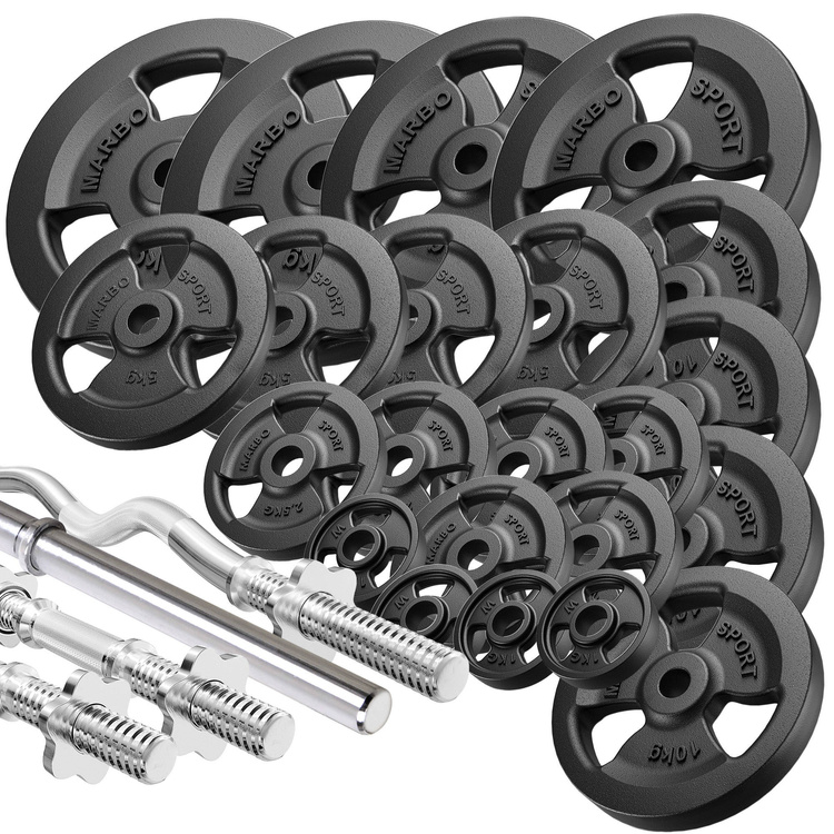 Set of reinforced grips and weights 172 kg - Marbo Sport
