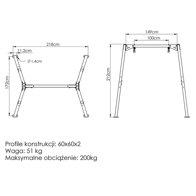 Single swing with bearings (frame) Wide PREMIUM MO-015 - Marbo Sport