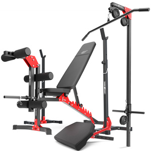 Set MH25 | Adjustable bench with adapter MH-L115 + Adjustable exercise racks stands MH-S201 + Leg trainer MH-A102 + Preacher curl attachment MH-A101 + Lat attachment MH-W104 - Marbo Sport