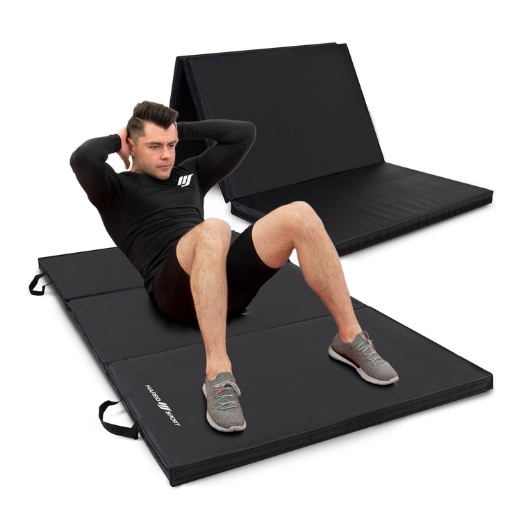 Stable folding mat with Velcro fastener 180 x 90 x 5 cm black - Marbo Sport