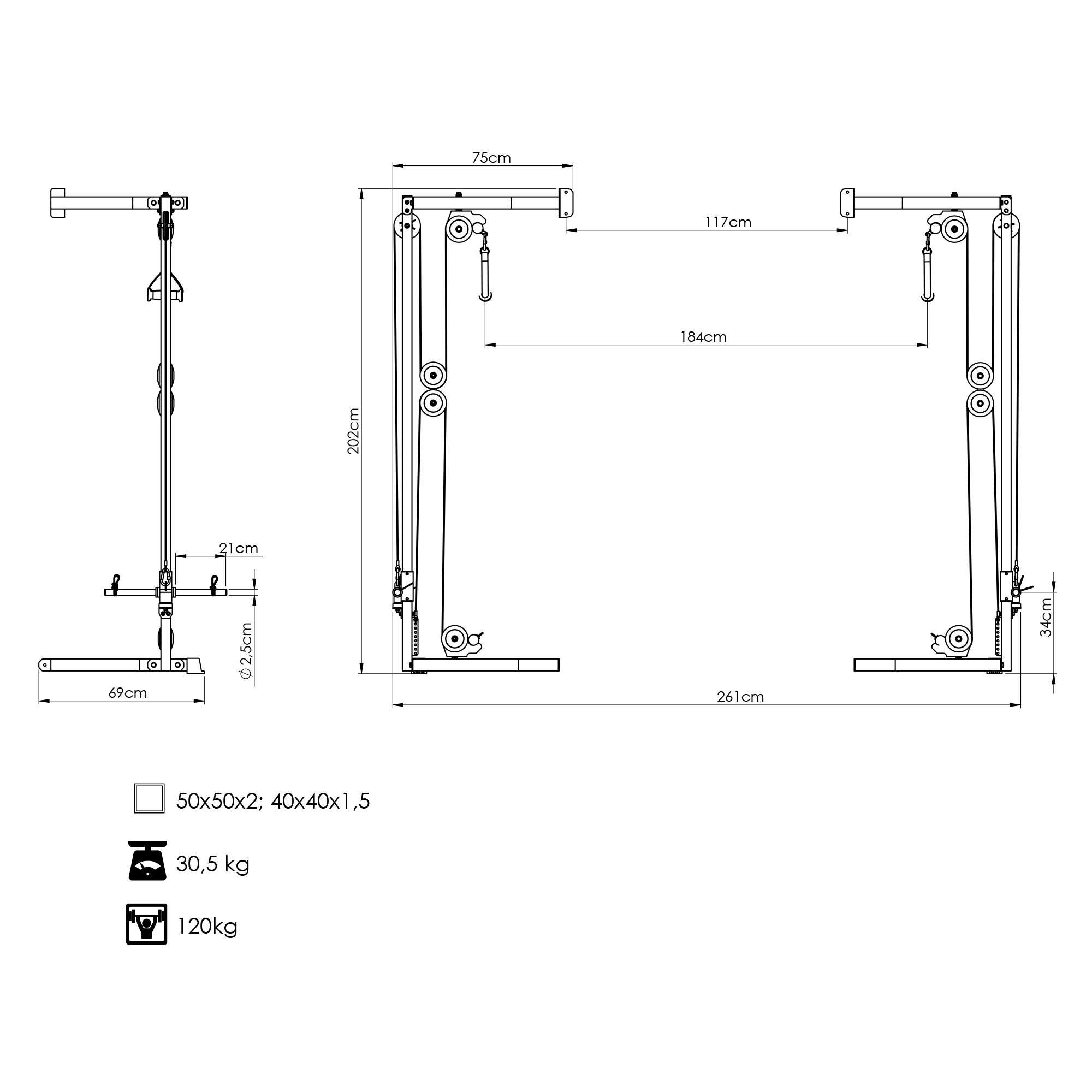 Cable crossover for rack cage MS-W108 2.0 - Marbo Sport