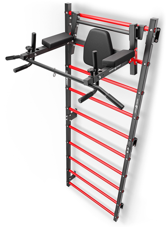 Set MHU1 | Metal ladder 230 x 81 cm MH-U204 + Mulitifunctional wall-mounted dip station with pull-up bar (2in1) MH-U205 - Marbo Sport