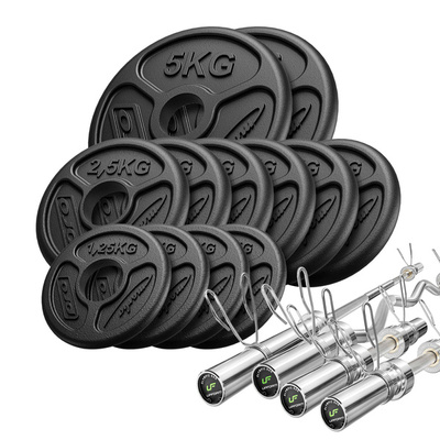 65kg set | Olympic 180cm barbell + Olympic 120cm light broken barbell + 2x Olympic 50cm short barbell + Olympic weights 2x5kg, 6x2.5kg, 4x1.25kg - Marbo Sport