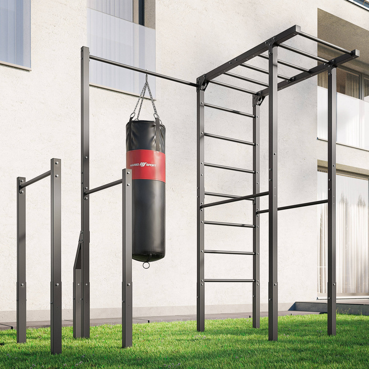 Outdoor ladder + pull-up bar with bag holder + handrails for dips (long) MO-Z5 - Marbo Sport