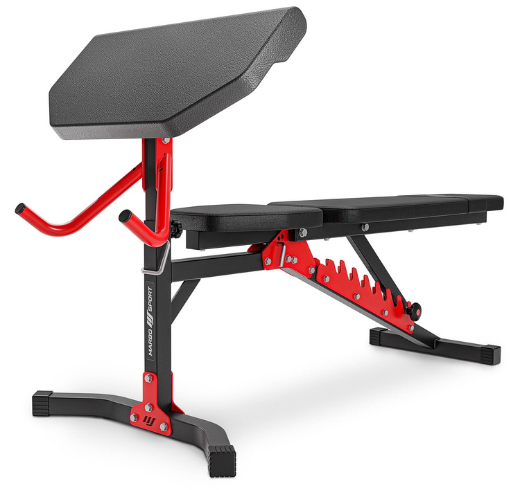 Set MH26 | Adjustable bench with adapter MH-L115 + Multi rack MH-S204 + Leg trainer MH-A102 + Preacher curl attachment MH-A101 + Lat attachment MH-W104 - Marbo Sport