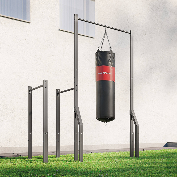 External pull-up bar with bag holder and long dip handrails MO-Z2 - Marbo Sport