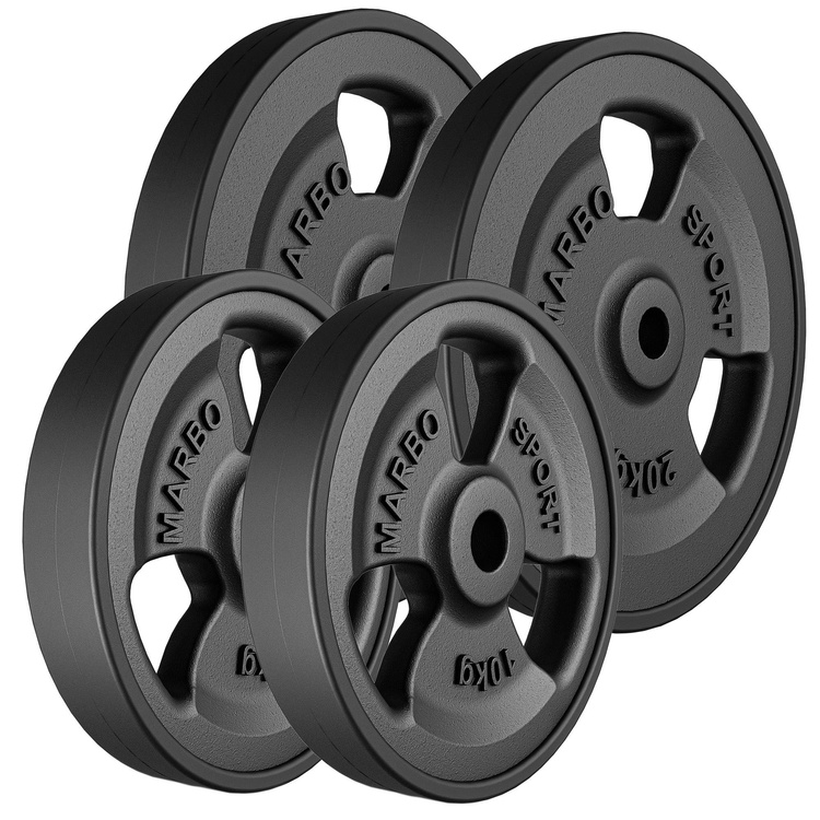 Tri-Grip rubberized cast iron weight plates set 60 kg / 2 x 20 kg + 2 x 10 kg - Marbo Sport
