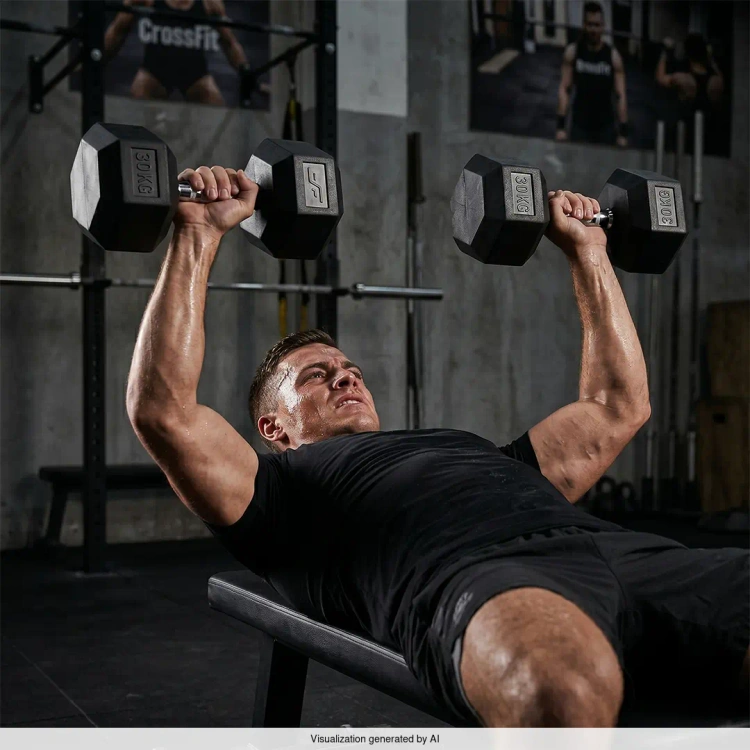 Rubber-coated HEX cast-iron dumbbell 17,5 kg - UpForm