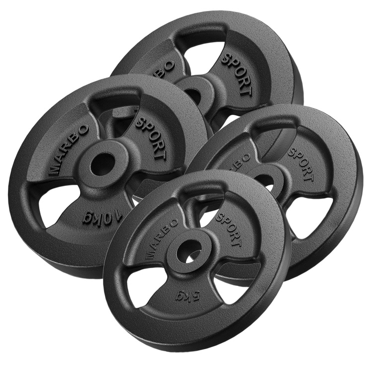 Tri-Grip weight plates made of cast iron set 30 kg / 2 x 10 kg + 2 x 5 kg - Marbo Sport