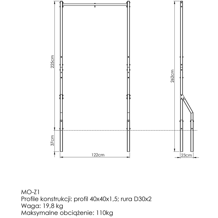 External pull-up bar with bag holder MO-Z1 - Marbo Sport