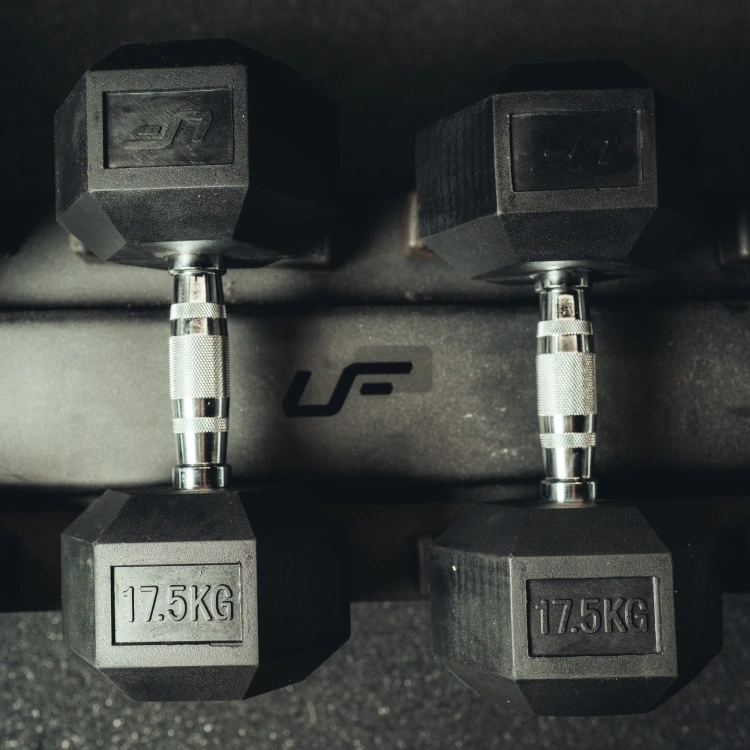 Rubber-coated HEX cast-iron dumbbell 17,5 kg - UpForm