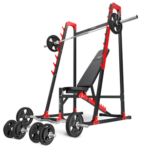 Set MH24_126KG_KIER_G | Adjustable bench with adapter MH-L115 + Multi rack MH-S204 + reinforced bars and rubberized weights set 83 kg - Marbo Sport