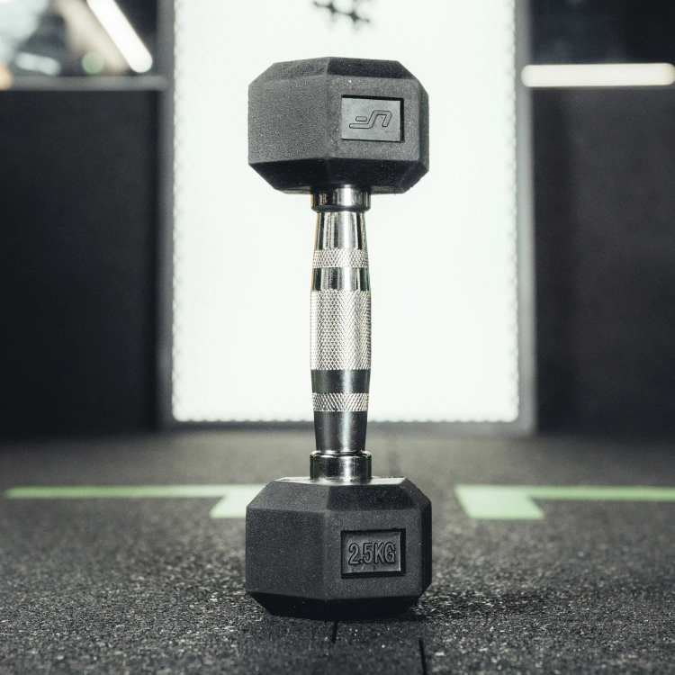Rubber-coated HEX cast-iron dumbbell 2,5 kg - UpForm