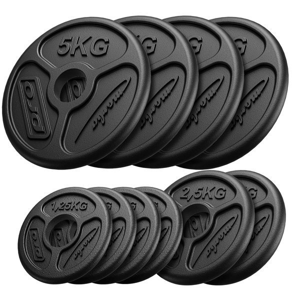 Olympic weight plates made of cast iron 4 x 5 kg + 2 x 2.5 kg + 4 x 1.25 kg - Marbo Sport