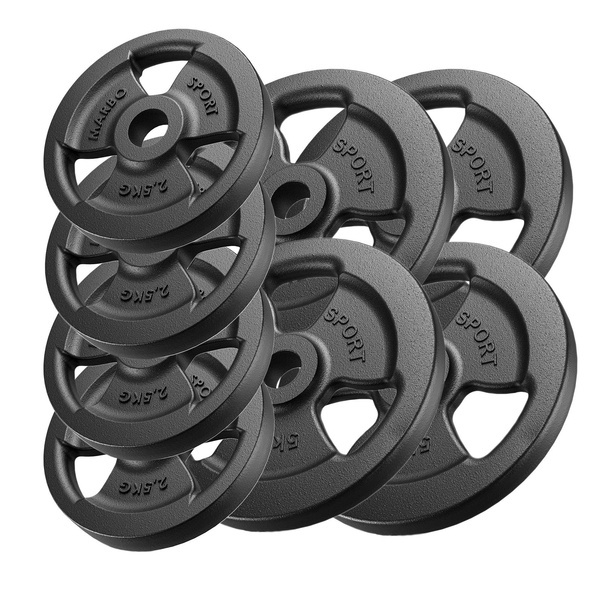 Tri-Grip weight plates made of cast iron set 30 kg / 4 x 5 kg + 4 x 2.5 kg - Marbo Sport