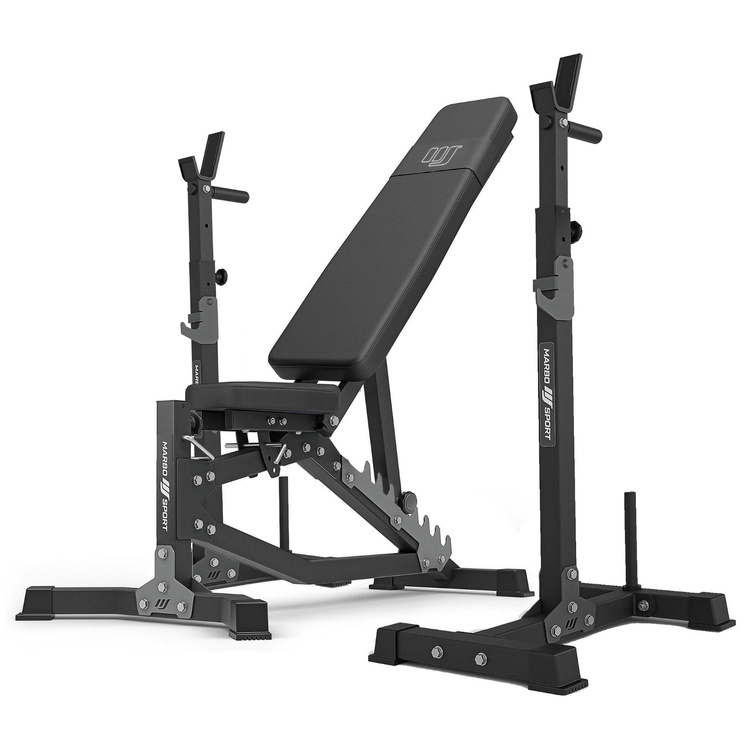 Set MS30_2.0 | double-sided adjustable training bench + multilevel barbell racks (2 pieces) with assistance - Marbo Sport