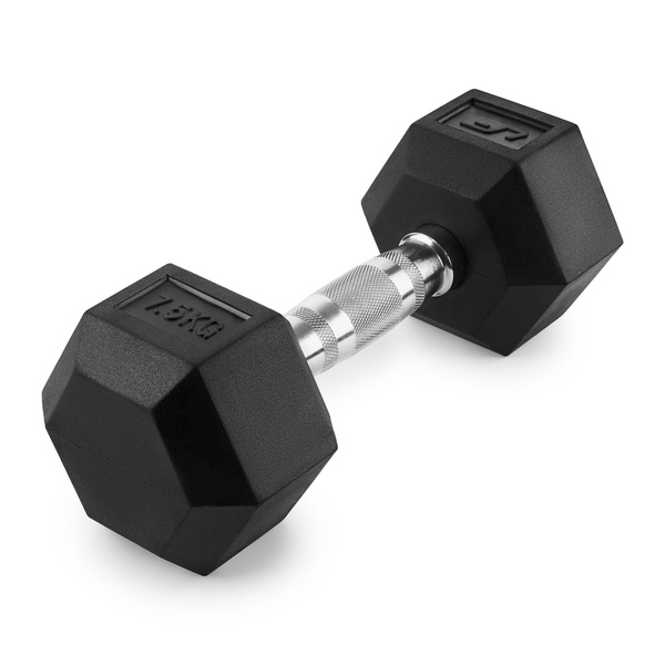 Rubber-coated HEX cast-iron dumbbell 7,5 kg - UpForm