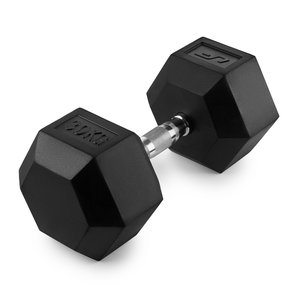 Rubber-coated HEX cast-iron dumbbell 30 kg - UpForm
