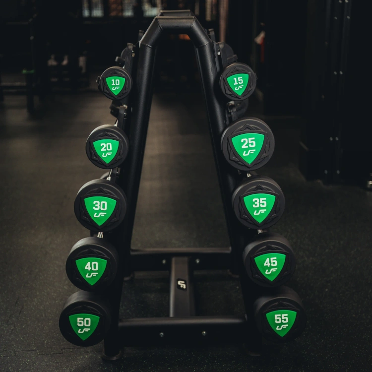Set of straight polyurethane barbells 10-55 kg (5 kg increments) 325 kg – UpForm