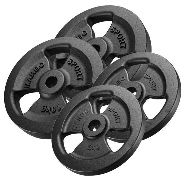 Tri-Grip weight plates made of cast iron set 30 kg / 2 x 10 kg + 2 x 5 kg - Marbo Sport