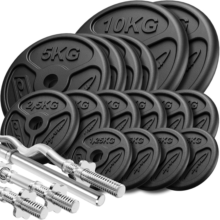 Set of reinforced barbells and slim weights 83 kg - Marbo Sport