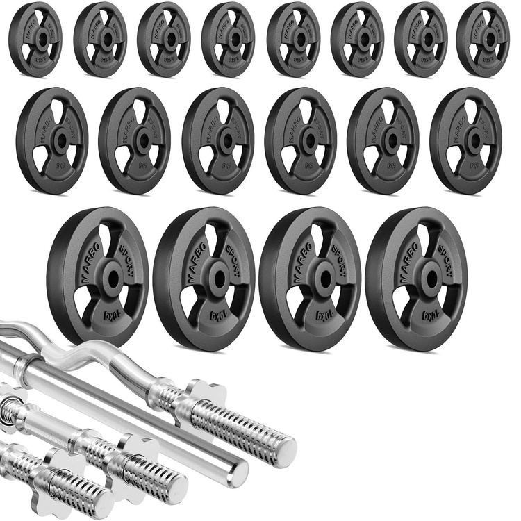 Set of reinforced grips and weights 113 kg - Marbo Sport