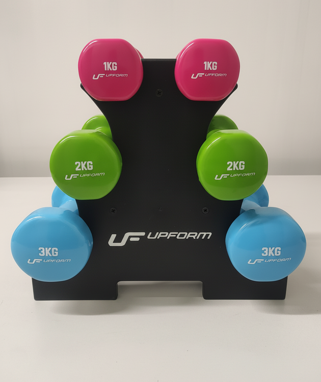 Vinyl fitness dumbbell set 12 kg with stand – UpForm