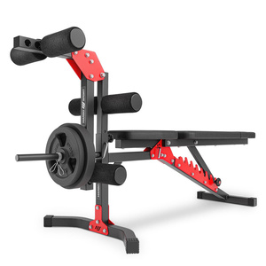 Set MH1_68KG_KIER | Adjustable olympic bench MS-L105 + Preacher curl attachment MS-A101 + Leg developer attachment Semi-Pro MS-A102 + Lat attachment MS-W102 + reinforced bars and weights set 42 kg - Marbo Sport