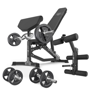 Set MS39_2.0_42KG | double-sided adjustable training bench + preacher curl attachmen + leg press +  bar and weight plates set 42kg - Marbo Sport
