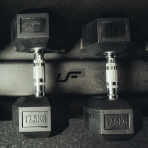 Rubber-coated HEX cast-iron dumbbell 17,5 kg - UpForm