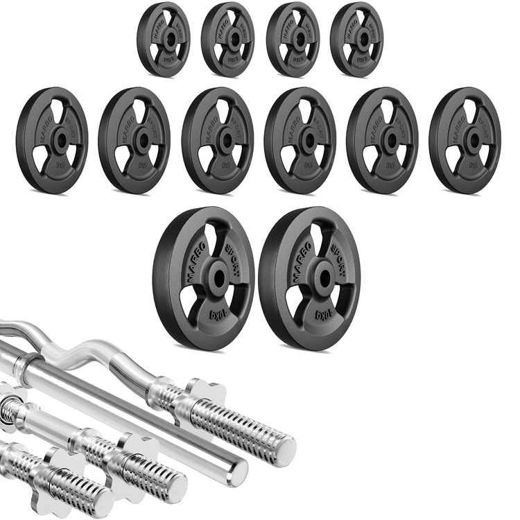 Set of reinforced grips and weights 83 kg - Marbo Sport