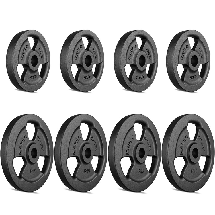 Tri-Grip weight plates made of cast iron set 30 kg / 4 x 5 kg + 4 x 2.5 kg - Marbo Sport