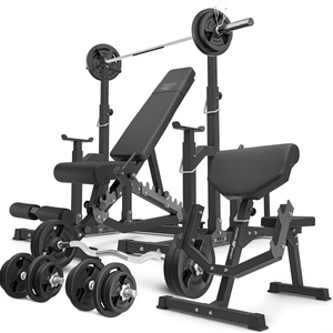 Set MS5_2.0_113KG | double-sided bench + adjustable stands Scott bench with adjustable support + bar and weight plates set 113 kg - Marbo Sport