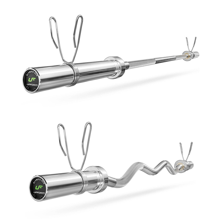 Set 55kg | Olympic barbell 180 cm + slightly curved curl bar 120 cm + weight plates 4x5kg, 2x2.5kg, 4x1.25kg - Marbo Sport