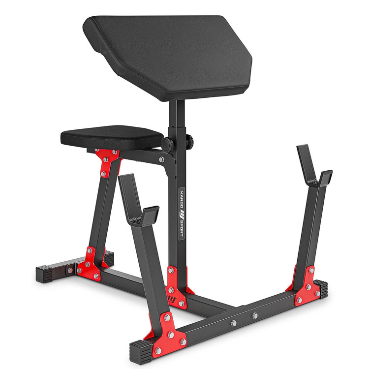 Set MH10_166KG_KIER_G | Adjustable bench MH-L114 + Multi rack MH-S204 + Seated preacher curl MH-L105 + reinforced bars and rubberized weights set 113 kg - Marbo Sport