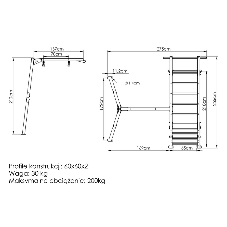 Single-seater swing on bearings (frame) to the ladder PREMIUM MO-017 - Marbo Sport