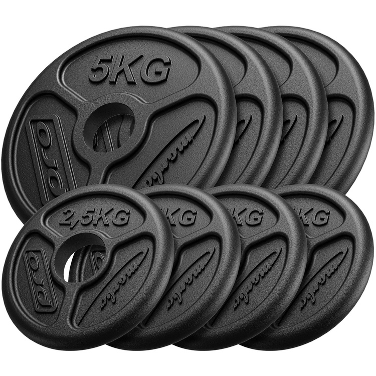 Olympia cast iron weight plates set 30 kg / 4 x 5 kg + 4 x 2.5 kg - Marbo Sport