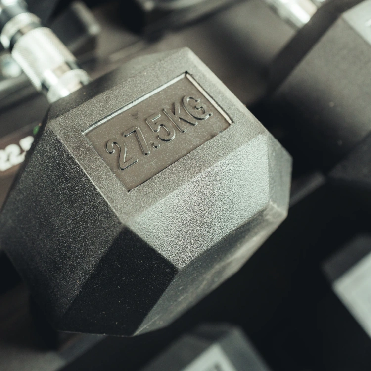 Rubber-coated HEX cast-iron dumbbell 27,5 kg - UpForm