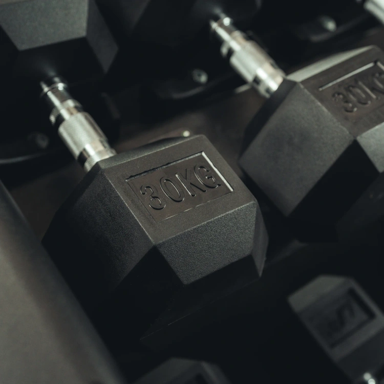 Rubber-coated HEX cast-iron dumbbell 30 kg - UpForm