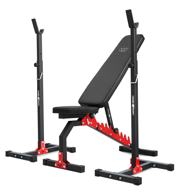 Set MH7 | Adjustable bench MH-L114 + Adjustable exercise racks stands MH-S201 - Marbo Sport