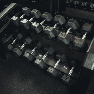 Rubber-coated HEX cast-iron dumbbell 30 kg - UpForm