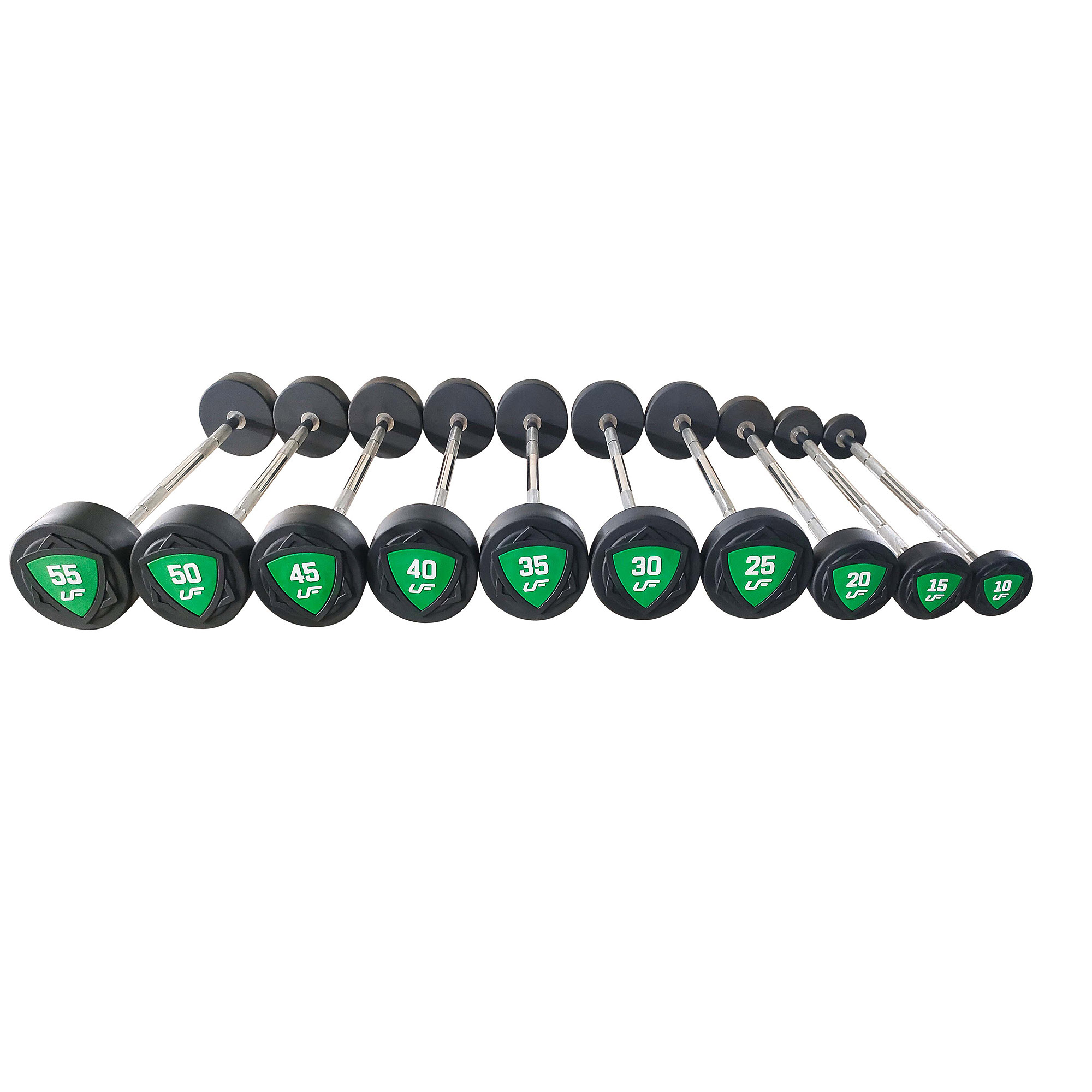 Straight polyurethane barbell set 10–55 kg – 325 kg