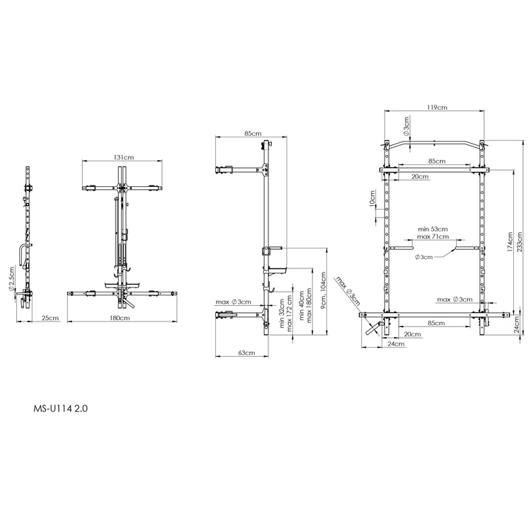 Folding Power Rack MS-U114 2.0 - Marbo Sport