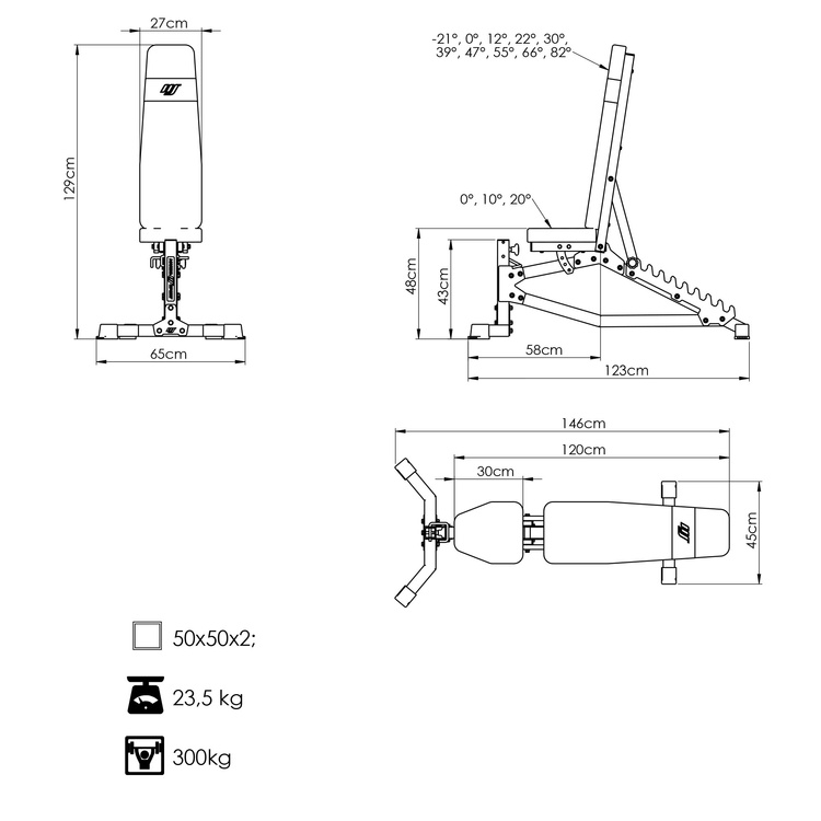Double-sided adjustable training bench MS-L102 2.0 - Marbo Sport